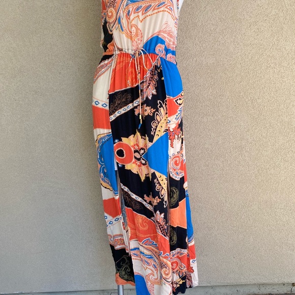 Drawstring Waist Double Front Slit Sleeveless Maxi - Picture 4 of 7